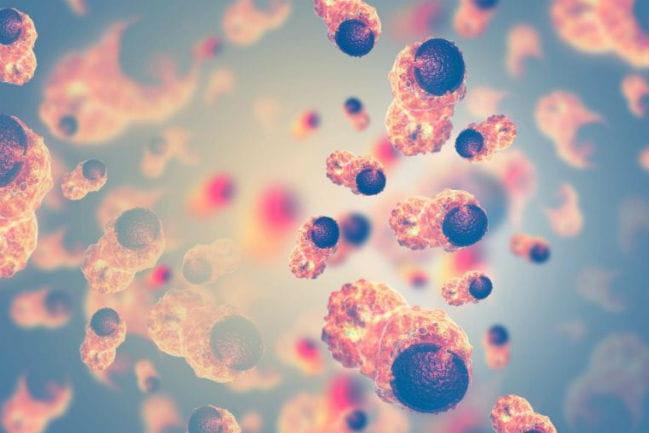 Illustration of cancer cells attacking normal cells